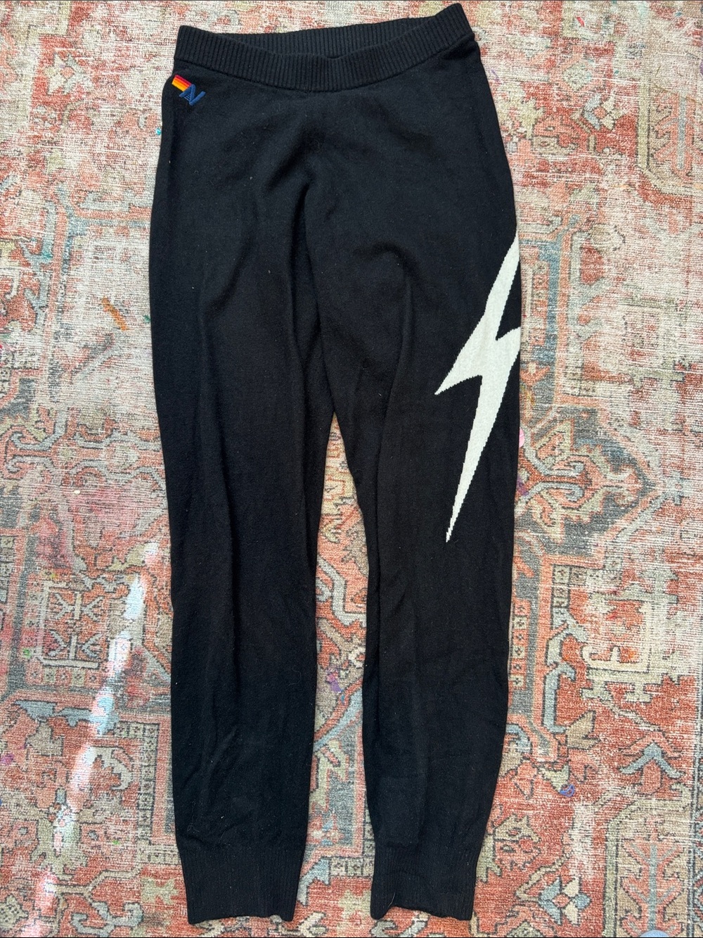 BOLT CASHMERE LIGHT SWEATER PANT - BLACK // WHITE BOLT